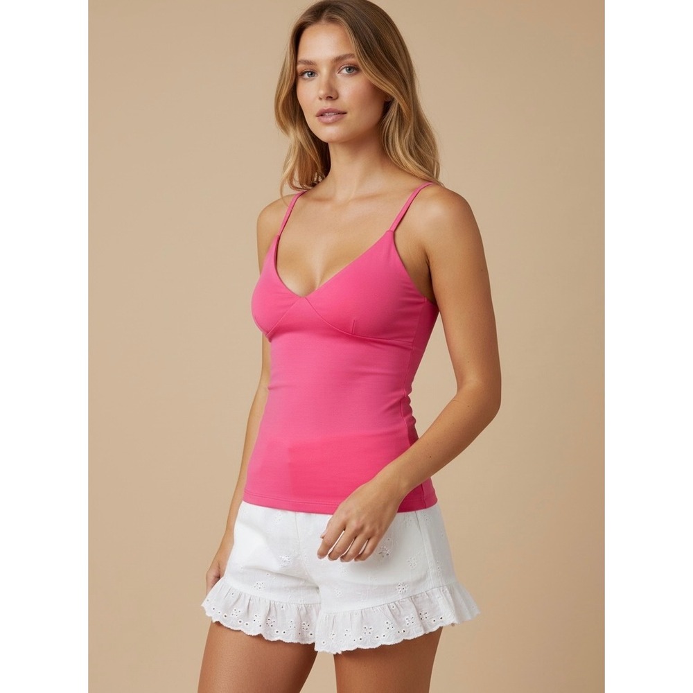 Sunzel Pink V-Neck Cami Tank Top Size Small Adjustable Straps Activewear